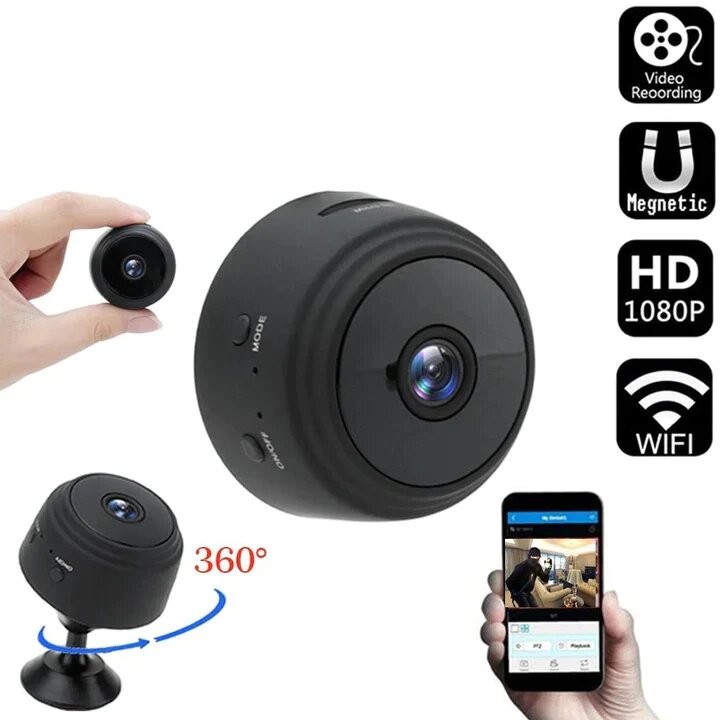 Mini cámara espía WiFi, batería de larga duración y función de detección de  movimiento (blanco)